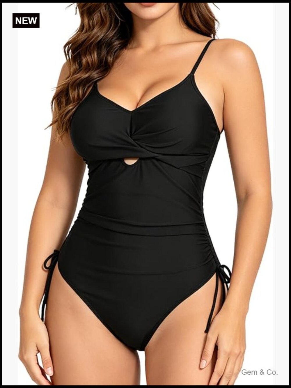 Tummy Control One Piece Swimsuit Cross V-Neck Bathing Suit UPF 30